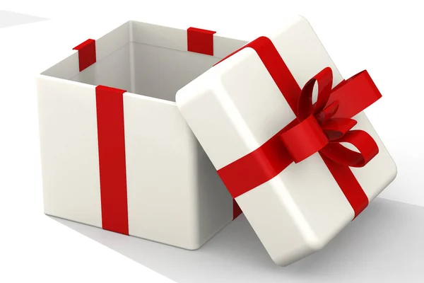Offene Weiße Geschenkbox Isoliert Rendering — Stockfoto