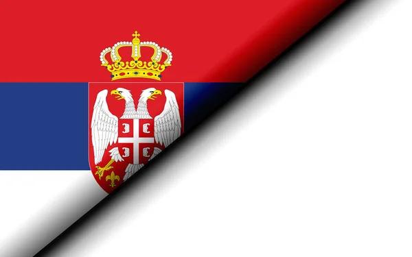Flaga Serbii Złożona Pół Renderowanie — Zdjęcie stockowe