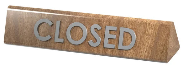 Closed Word Wooden Banner Rendering — Stock Photo, Image