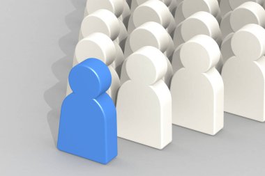 Mavi kuklalı liderlik konsepti önde, 3D görüntüleme