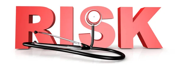Risk Word Stethoscope Isolated White Background Rendering — Stock Photo, Image