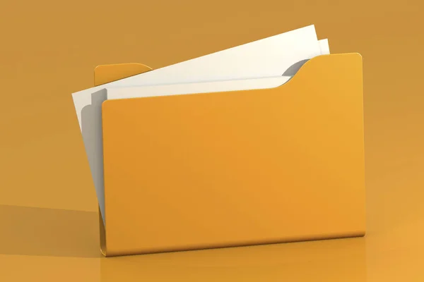 Carpeta Amarilla Para Almacenamiento Documentos Renderizado —  Fotos de Stock