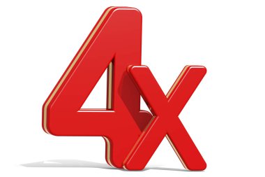 Kırmızı renkli dört kat kelime, üç boyutlu görüntüleme