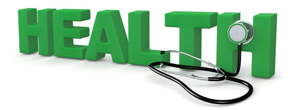 Health Word Stethoscope Isolated Rendering — Stock Photo, Image