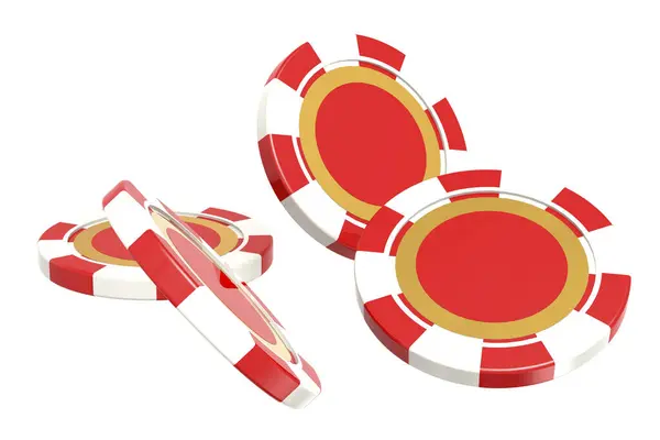 Red Poker Chips Flying Rendering — Stock Photo, Image
