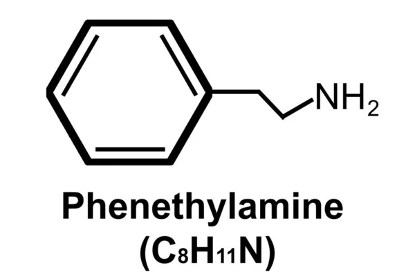 Химическая Структура Изолированного Фенилэтиламина C8H11N Рендеринг — стоковое фото