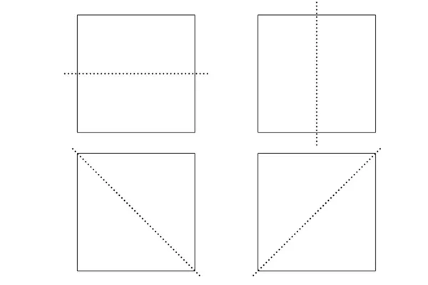 Cztery Linie Symetrii Kwadratu Renderowanie — Zdjęcie stockowe