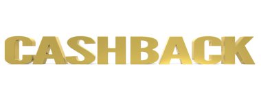 Altın renkli nakit kelime, 3D işlemeli.