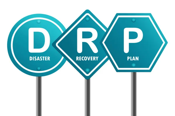 stock image Road sign with DRP - Disaster Recovery Plan word, 3d rendering