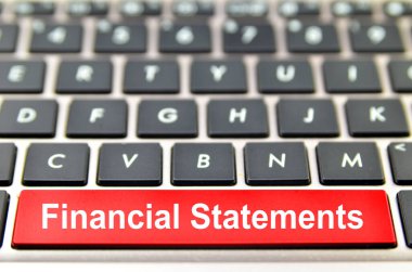 Financial Statements word on computer keyboard, 3D rendering clipart