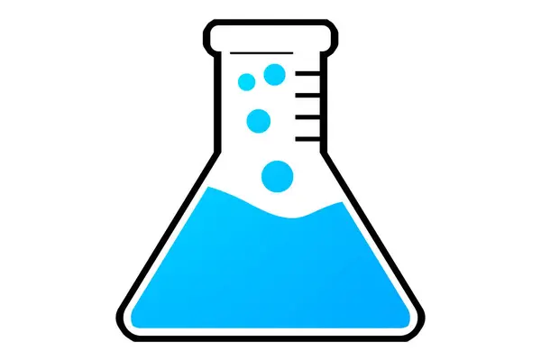 Flacone Laboratorio Blu Vetro Sfondo Bianco Rendering — Foto Stock