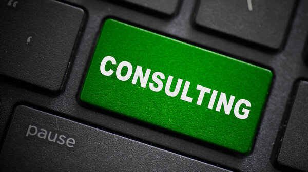 Consulting text button on computer keyboard