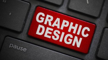 Bilgisayar klavyesindeki grafik tasarım metin düğmesi