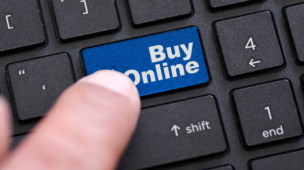 Buy Online Word Blue Enter Keypad Black Laptop — Stock Photo, Image