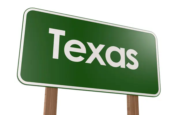 Segnaletica Stradale Verde Banner Con Parola Texas Rendering — Foto Stock