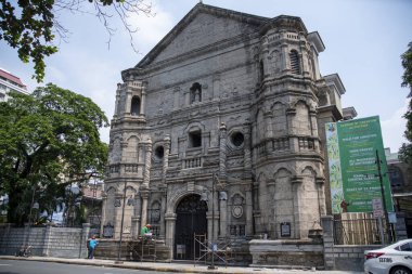 Manila, Filipinler-14 Ekim 2023: Manila 'daki Çaresiz Kadın Kilisesi. Meksika Barok tarzı mimarisi 1864 yılında tamamlandı..