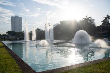 Manila, Filipinler-13 Ekim 2023: Rizal Park ve Filipinler 'deki çeşme. Rizal Park, Manila 'nın en önemli turistik yerlerinden biridir..