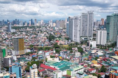 Manila, Filipinler-16 Ekim 2023: Manila 'daki Mandaluyong Havalimanı. Mandaluyong, Ulusal Başkent Bölgesi 'nde denize kıyısı olmayan bir şehirdir.