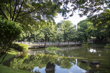 Manila, Filipinler-13 Ekim 2023: Manila, Filipinler 'deki Rizal Park' ın içindeki Japon bahçesi. Rizal Park, Manila 'nın en önemli turistik yerlerinden biridir..
