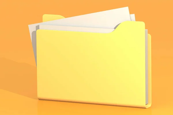 Yellow folder for document storage, 3d rendering