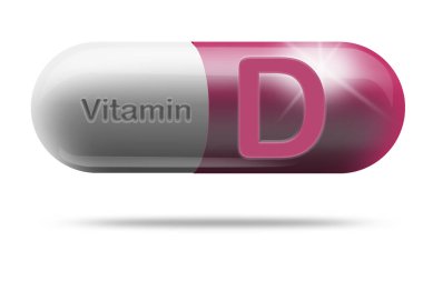 Beslenme takviyesi konsepti için D vitamini ilaç kapsülü, 3D görüntüleme