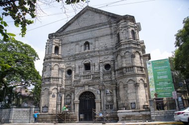 Manila, Filipinler-14 Ekim 2023: Manila 'daki Çaresiz Kadın Kilisesi. Meksika Barok tarzı mimarisi 1864 yılında tamamlandı..