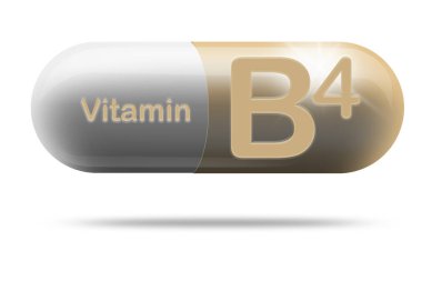 Beslenme takviyesi konsepti için B4 vitamini ilaç kapsülü, 3D görüntüleme