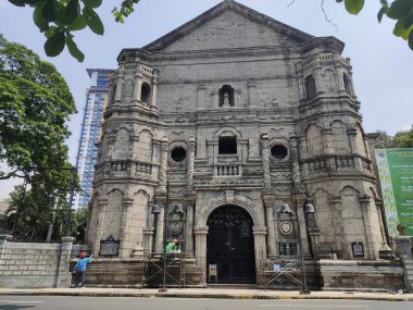 Manila, Filipinler-14 Ekim 2023: Manila 'daki Çaresiz Kadın Kilisesi. Meksika Barok tarzı mimarisi 1864 yılında tamamlandı..