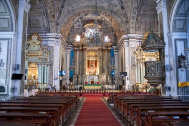 Manila, Filipinler-15 Ekim 2023: Manila, Filipinler 'deki San Agustin Kilisesi manzarası. Filipinler 'in en eski kilisesi.