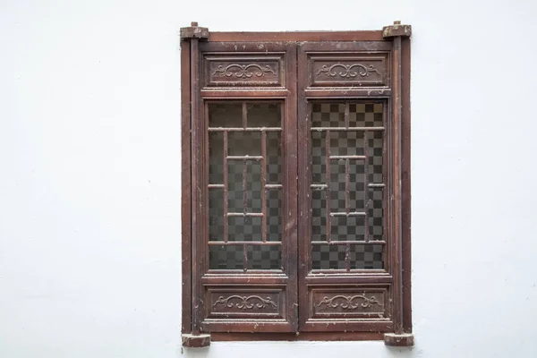 Wooden Chinese style window. Traditional window of Chinese house
