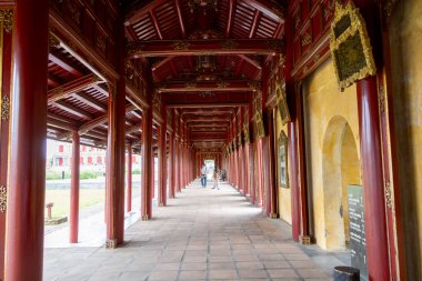 Hue, Vietnam- 28 Şubat, 2024: İmparatorluk Şehri Hue, Vietnam. Burası UNESCO 'nun Dünya Mirasları Alanıdır ve Ton' u ziyaret etmek zorundadır..