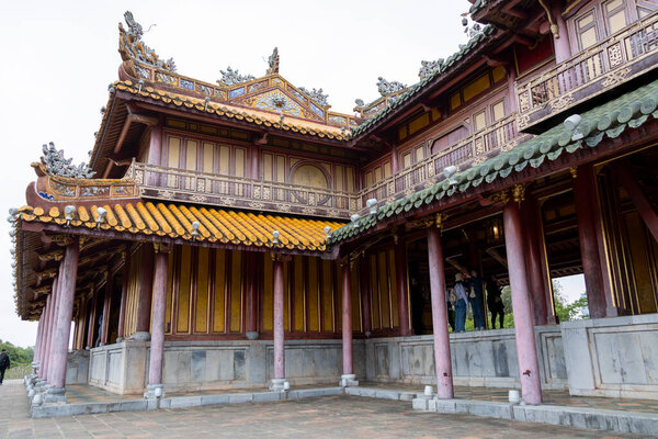 Hue, Vietnam- 28 Feb, 2024: View of Imperial City of Hue, Vietnam. It is a UNESCO World Heritage Site and  a must visit attraction in Hue.