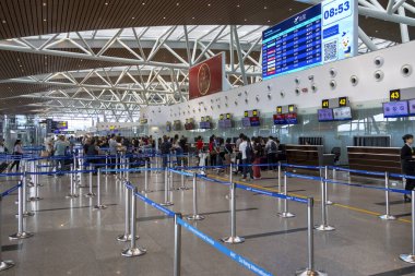 Danang, Vietnam- 2 Mar, 2024: Vietnam 'daki Danang Uluslararası Havaalanı. Orta Vietnam 'a hizmet veren uluslararası bir havaalanıdır.