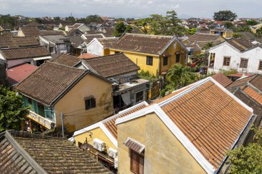 Hoi An, Vietnam-1 Mar 2024: Ariel view of the Hoi An Ancient Town, Vietnam. Eski Hoi An kasabası UNESCO Dünya Mirasları Listesi 'nde yer alıyor.