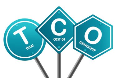 Road sign with TCO - Total Cost of Ownership word, 3d rendering clipart