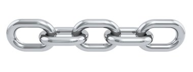 Metal zincir bağlantısı beyaz arkaplanda izole edildi, 3d oluşturma