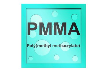 Poly(methyl methacrylate) (PMMA) polymer symbol isolated, 3d rendering clipart
