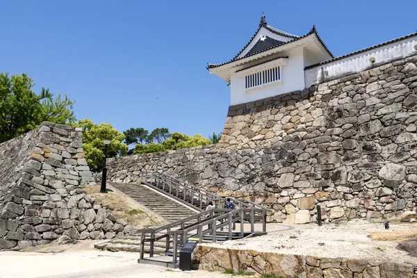 stock image Okayama, Japan- 10 May 2024:  Akazu-no-Mon gate of Okayama castle. This large castle gate has been fortified as an entrance to the main level