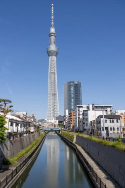 Tokyo, Japonya - 11 Mayıs 2024: Tokyo Skytree, Tokyo, Japonya 'da bir yayın ve gözlem kulesi. 2010 yılında Japonya 'daki en yüksek yapı oldu.