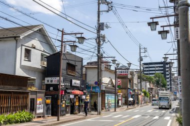 Kawagoe, Japonya- 17 Mayıs 2024: Japonya 'nın Saitama ilindeki Kawagoe şehri. Tokyo 'nun bir saat kuzeyinde..