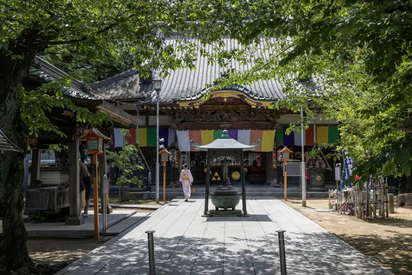 Kawagoe, Japonya - 17 Mayıs 2024: Kawagoe, Japonya 'daki Renkeiji Tapınağı. Renkei-Ji 1549 yılında inşa edildi ve Edo Dönemi boyunca popüler oldu.