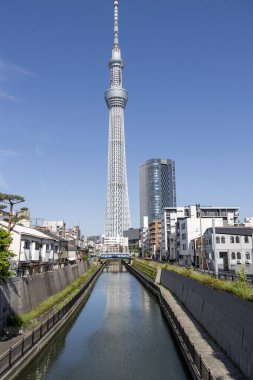 Tokyo, Japonya - 11 Mayıs 2024: Tokyo Skytree, Tokyo, Japonya 'da bir yayın ve gözlem kulesi. 2010 yılında Japonya 'daki en yüksek yapı oldu.