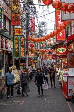 Yokohama, Japonya 19 Mayıs 2024 Yokohama Çin Mahallesi, Japonya. Yokohama 'nın Çin Mahallesi dünyanın en büyüklerinden biridir.