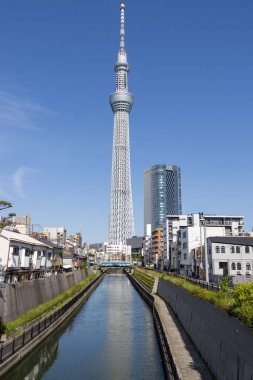 Tokyo, Japonya - 11 Mayıs 2024: Tokyo Skytree, Tokyo, Japonya 'da bir yayın ve gözlem kulesi. 2010 yılında Japonya 'daki en yüksek yapı oldu.