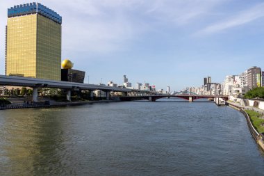 Tokyo, Japan- 11 May 2024: Sumida river and high-rise buildings in Tokyo Japan clipart