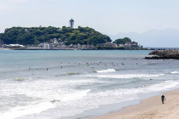 Stock image Kamakura, Japan- 14 May, 2024: Enoshima island and Koshigoe coast which located in Kamakura, Japan. It is one of the famous tourist spot in Tokyo area.