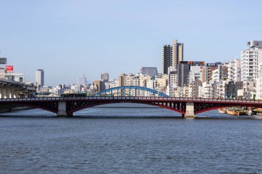 Tokyo, Japan- 11 May 2024: Sumida river and high-rise buildings in Tokyo Japan clipart