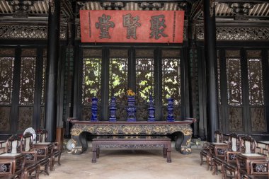 Guangzhou, Çin - 7 Haziran 2024: Geleneksel Çin ataları salonunun mimari manzarası.