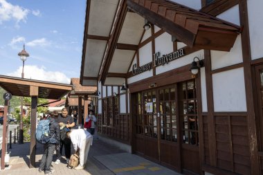 Kawaguchiko, Japonya... 16 Mayıs 2024: Kawaguchiko istasyonu. Kawaguchiko İstasyonu Fujikyu Demiryolu Hattı 'nın son durağıdır.