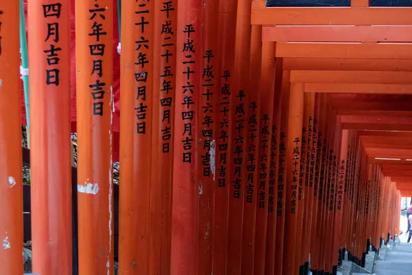 Stock image Tokyo, Japan- 12 May 2024: An impressive tunnel of red torii gates in Hie Shrine, Tokyo. Hie-jinja Shrine in Tokyo is a shrine of the traditional Japanese Shinto religion